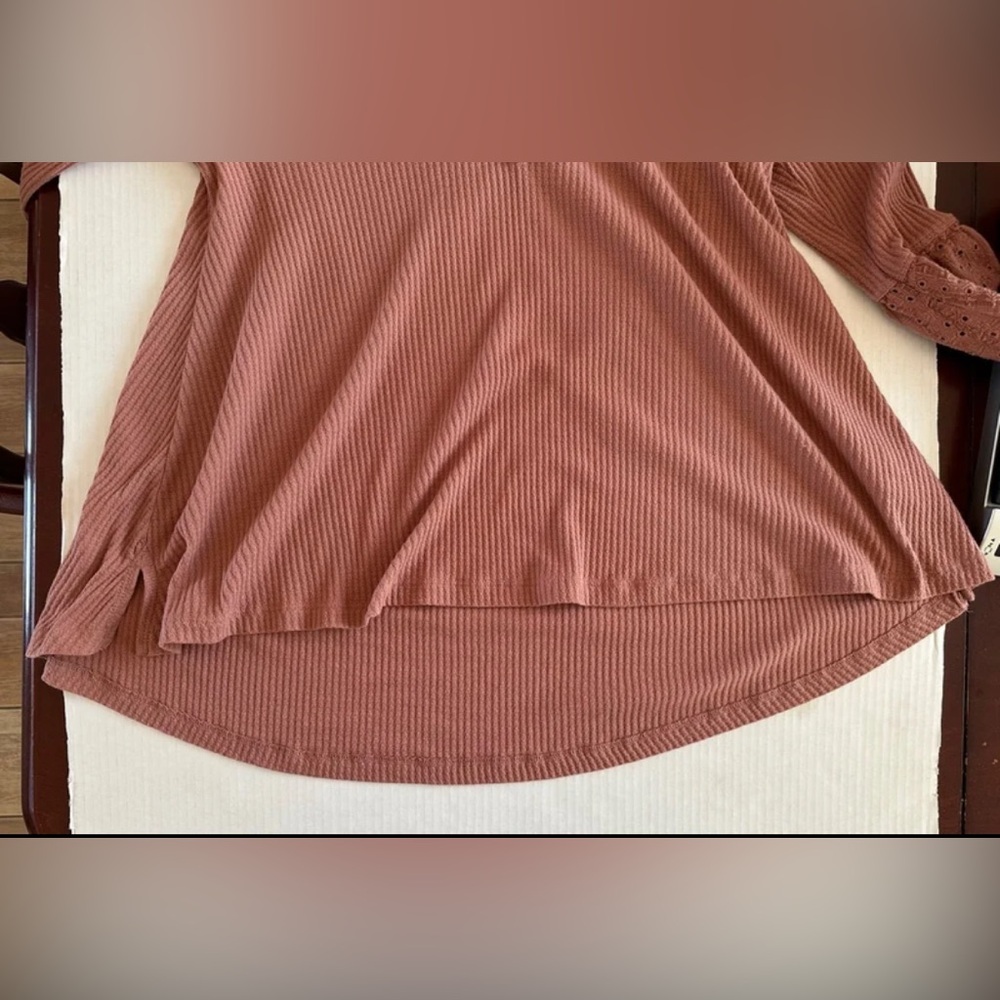Free People Parisian Nights Blouse Top Rose V Neck Boho Size Medium - Picture 9 of 11